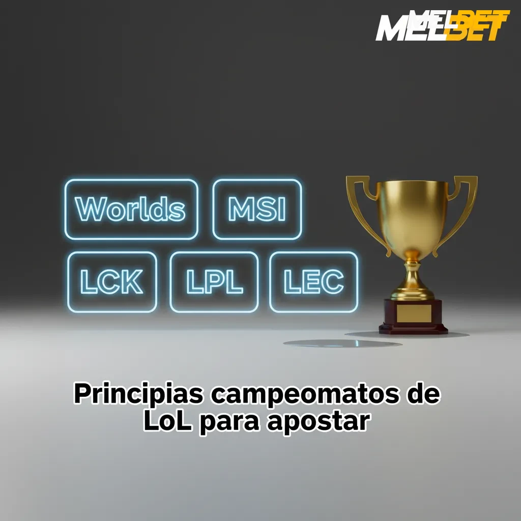 Lista de principais campeonatos de League of Legends disponíveis para apostas: Worlds, MSI, EWC, LCK, LPL, LEC e CBLOL.